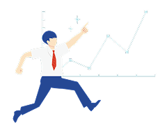 現状分析を示す男性のイラスト