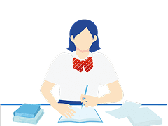 勉強する女子生徒のイラスト